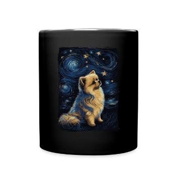 Zwergspitz Starry Night - Tasse einfarbig - Schwarz - Vorne