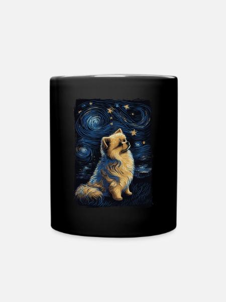 Zwergspitz Starry Night - Tasse einfarbig - Schwarz