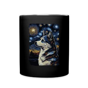 Husky Starry Night - Tasse einfarbig - Schwarz - Vorne