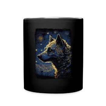 Hyäne Starry Night - Tasse einfarbig - Schwarz - Vorne