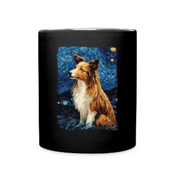 Shetland Shepherd Starry Night - Full Colour Mug - black - Front