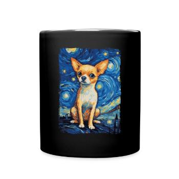 Chihuahua Starry Night - Tasse einfarbig - Schwarz - Vorne