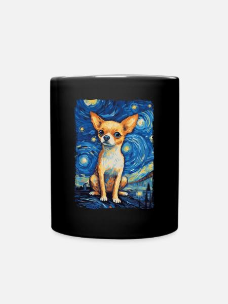 Chihuahua Starry Night - Tasse einfarbig - Schwarz