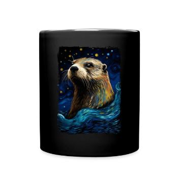 Otter Starry Night - Tasse einfarbig - Schwarz - Vorne