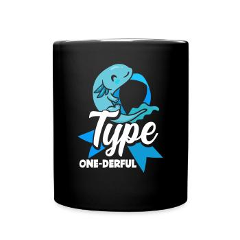 T1D Diabetes Type 1 Diabetic Gift - Full Colour Mug - black - Front