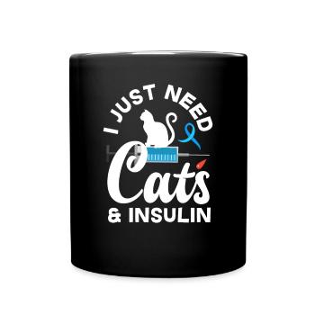 T1D Diabetes Type 1 Diabetic Gift - Full Colour Mug - black - Front