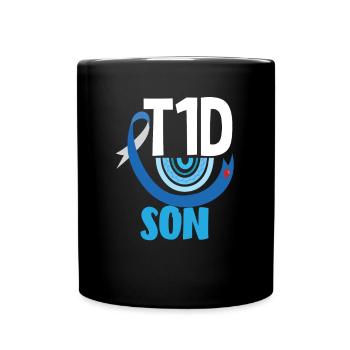 T1D Diabetes Type 1 Diabetic Gift - Full Colour Mug - black - Front