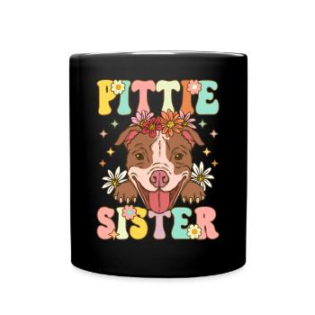 Pitbull Sister Pitbull Sister Amoureux des chiens - Mug uni - noir - Devant