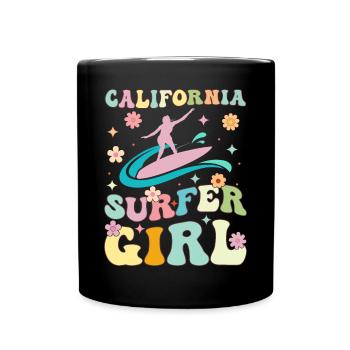 Groovy Surfing Fille Surfeuse - Mug uni - noir - Devant