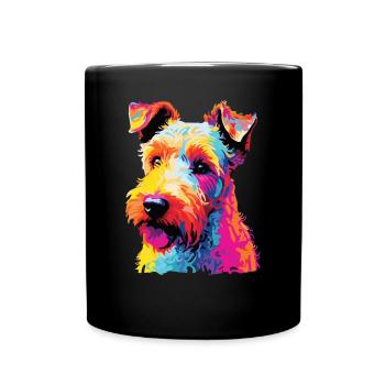 Aquarelle colorée Lakeland Terrier - Mug uni - noir - Devant