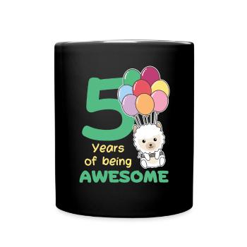Alpaga pour les enfants de 5 ans de cinq ans - Mug uni - noir - Devant