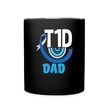 T1D Diabetes Type 1 Diabetic Gift - Full Colour Mug - black - Front