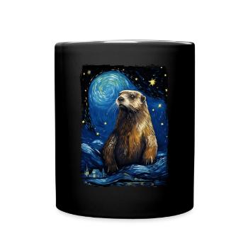 Otter Starry Night - Tasse einfarbig - Schwarz - Vorne
