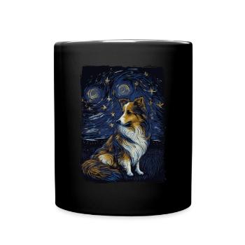 Shetland Shepherd Starry Night - Full Colour Mug - black - Front