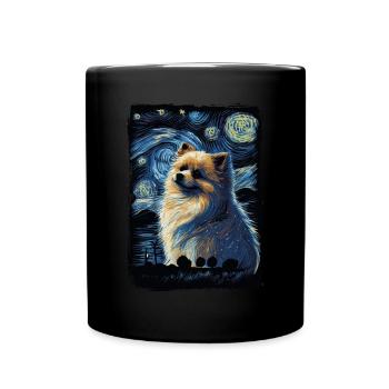 Zwergspitz Starry Night - Tasse einfarbig - Schwarz - Vorne