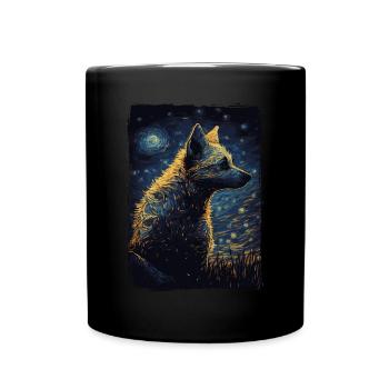 Hyäne Starry Night - Tasse einfarbig - Schwarz - Vorne