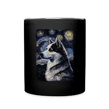 Husky Starry Night - Full Colour Mug - black - Front