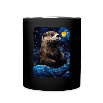 Otter Starry Night - Tasse einfarbig - Schwarz - Vorne