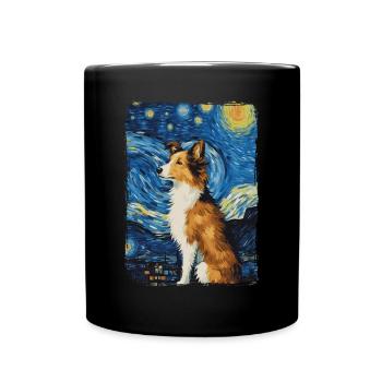 Shetland Shepherd Starry Night - Full Colour Mug - black - Front