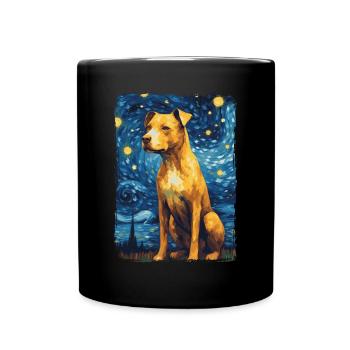 Pitbull Dog Starry Night - Full Colour Mug - black - Front