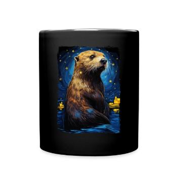 Otter Starry Night - Tasse einfarbig - Schwarz - Vorne