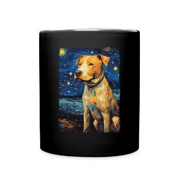 Pitbull Dog Starry Night - Full Colour Mug - black - Front