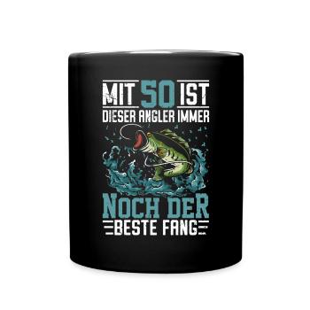 50. Angler Geburtstag Geschenkidee - Tasse einfarbig - Schwarz - Vorne