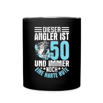 Angler 50. Geburtstag Geschenkidee - Tasse einfarbig - Schwarz - Vorne