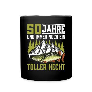 Angler 50 Jahre Angel Geschenk zum 50. Geburtstag - Tasse einfarbig - Schwarz - Vorne