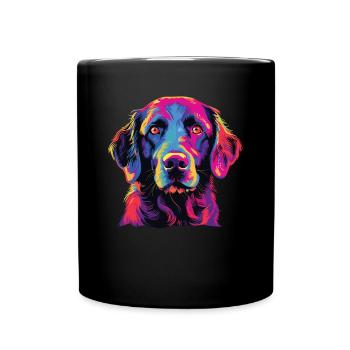 Wasserfarben Farbenfroher Curly Coated Retriever - Tasse einfarbig - Schwarz - Vorne