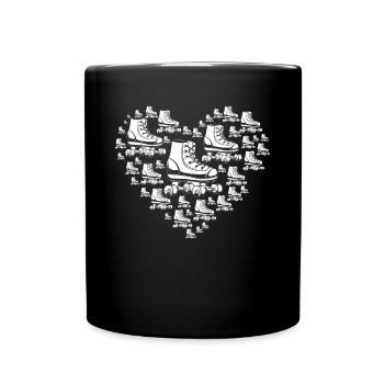Roller Skating Heart with Roller Skates - Full Colour Mug - black - Front