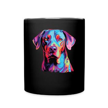 Watercolor Colorful Blue Lacy - Full Colour Mug - black - Front