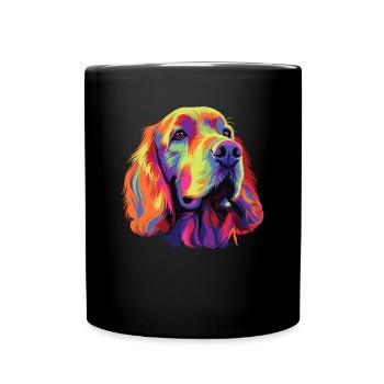 Watercolor Colorful Clumber Spaniel - Full Colour Mug - black - Front