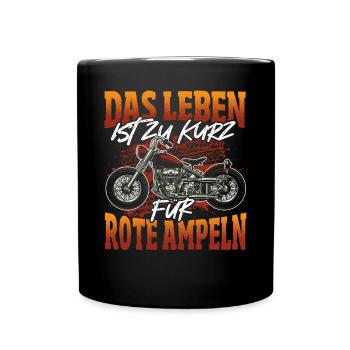 Motorrad, Motorradhelm, Motorradbekleidung, Bestes - Tasse einfarbig - Schwarz - Vorne