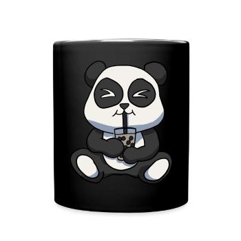 Anime Kawaii Bubble Tea Trinken Panda Bär Hand D - Tasse einfarbig - Schwarz - Vorne