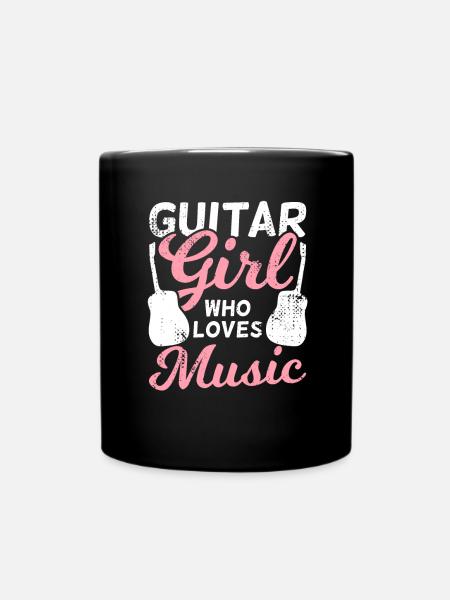Fille de guitare qui aime la musique - Mug uni - noir