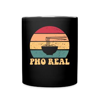 Pho echter Retro -Sonnenuntergang für echte vietna - Tasse einfarbig - Schwarz - Vorne