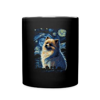 Zwergspitz Starry Night - Tasse einfarbig - Schwarz - Vorne