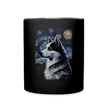 Husky Starry Night - Full Colour Mug - black - Front