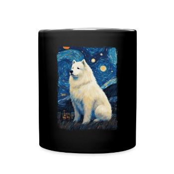 Samoyed Starry Night - Full Colour Mug - black - Front