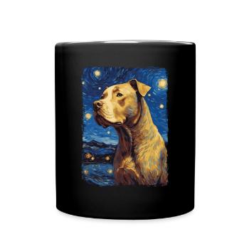 Pitbull Dog Starry Night - Full Colour Mug - black - Front