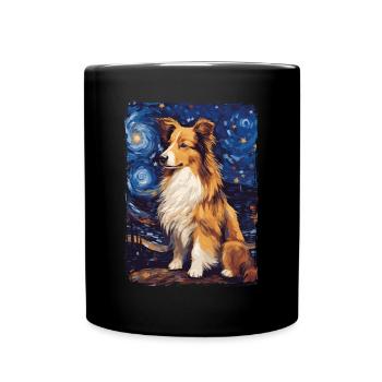 Shetland Shepherd Starry Night - Full Colour Mug - black - Front