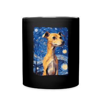 Lévrier italien Nuit étoilée - Mug uni - noir - Devant