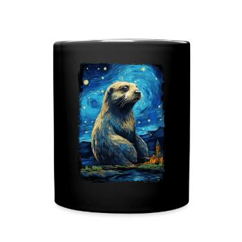Otter Starry Night - Tasse einfarbig - Schwarz - Vorne