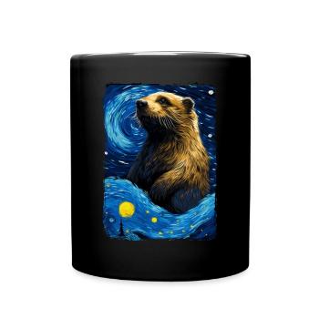 Loutre Nuit étoilée - Mug uni - noir - Devant