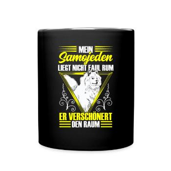 Samojede ist nicht faul Schlittenhund - Tasse einfarbig - Schwarz - Vorne