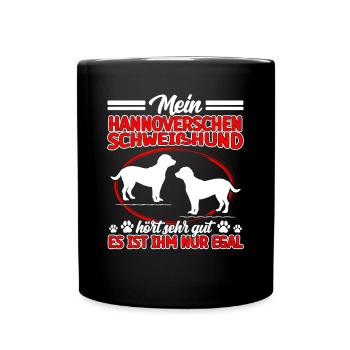 Le chien courant hanovrien entend très bien - Mug uni - noir - Devant