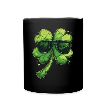 Kleeblatt Sonnenbrille Shamrock Saint Patricks day - Tasse einfarbig - Schwarz - Vorne