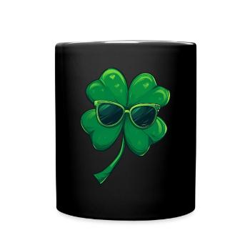 Kleeblatt Shamrock Sonnenbrille Saint Patricks day - Tasse einfarbig - Schwarz - Vorne