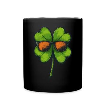 Shamrock Sonnenbrille Kleeblatt Saint Patricks day - Tasse einfarbig - Schwarz - Vorne